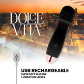 DOLCE VITA - AUFLADBARER VIBRATOR DREI SCHWARZ 7 GESCHWINDIGKEIT - Vanelion Paradise
