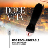 DOLCE VITA - AUFLADBARER VIBRATOR FÜNF SCHWARZ 7 GESCHWINDIGKEITEN - Vanelion Paradise