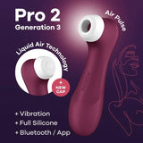 SATISFYER - PRO 2 GENERATION 3 WINE RED BLUETOOTH & APP - Vanelion Paradise