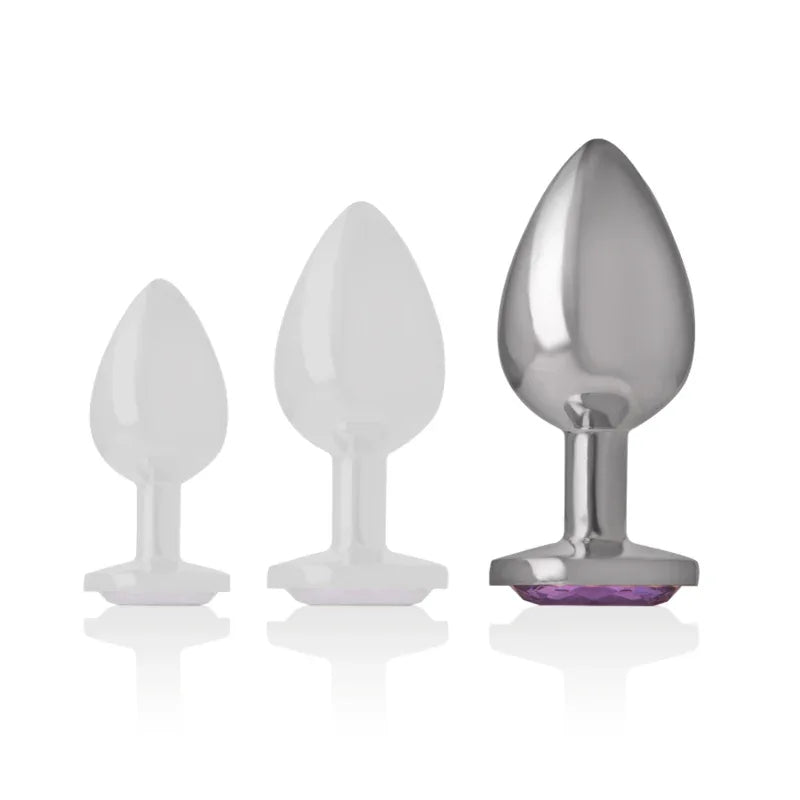 INTENSE – Analplug aus Aluminium mit violettem Kristall (L, 9 cm) - Vanelion Paradise