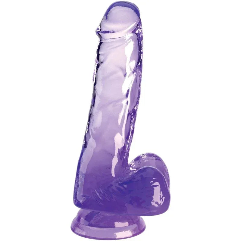 KING COCK - CLEAR REALISTISCHER PENIS MIT KUGELN 13.5 CM LILA - Vanelion Paradise