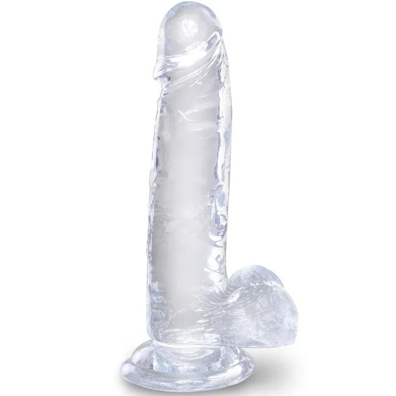 KING COCK - CLEAR REALISTISCHER PENIS MIT EIEREN 15.2 CM TRANSPARENT - Vanelion Paradise