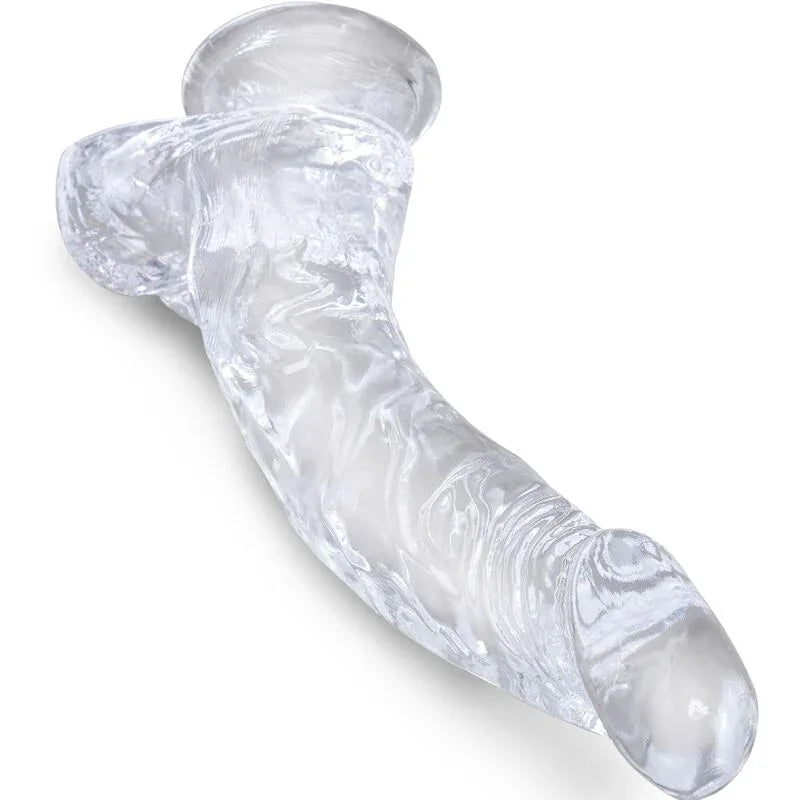 KING COCK - CLEAR REALISTISCH GEBOGENER PENIS MIT 16.5 CM TRANSPARENTEN EIEREN - Vanelion Paradise