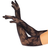 LEG AVENUE - HANDSCHUHE MIT ROTEN BLUMEN, SCHWARZ - Vanelion Paradise