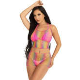 LEG AVENUE - SET TOP & HOSE NETZ MEHRFARBIG - Vanelion Paradise