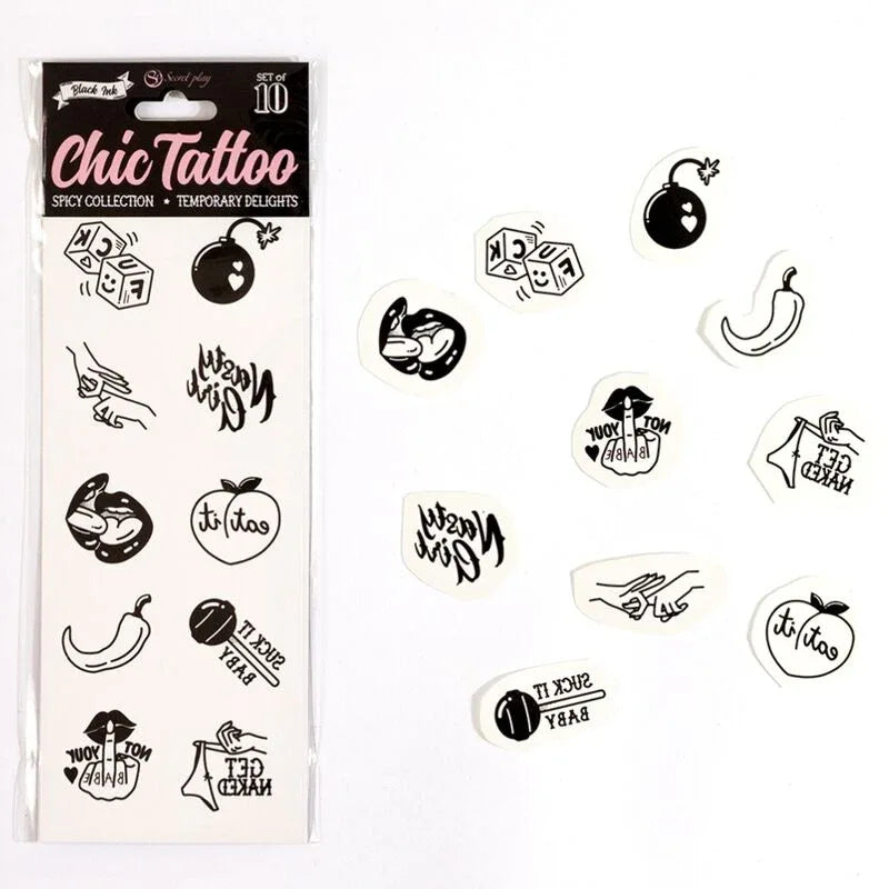 SECRET PLAY - SET MIT 10 TEMPORREN TATTOOS AUS DER SPICY COLLECTION - Vanelion Paradise