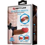 PRETTY LOVE - STARKS HARNESS SLIP MULTI-SPEED VIBRATION DILDO 17,5 CM HELLBRAUN - Vanelion Paradise