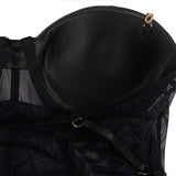 SUBBLIME - SCHWARZER BODY MIT KETTEN-HOSENTRGERN S/M - Vanelion Paradise