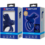 PRETTY LOVE - JAMELE DOPPELRING MIT VIBRATION & SCHMETTERLINGSTIMULATOR BLAU - Vanelion Paradise