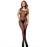 SUBBLIME - 952037 ONE SHOULDER FISHNET BODYSTOCKING MIT DIAMANTEN SCHWARZ EINE GRÖSSE - Vanelion Paradise