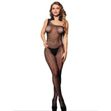 SUBBLIME - 952037 ONE SHOULDER FISHNET BODYSTOCKING MIT DIAMANTEN SCHWARZ EINE GRÖSSE - Vanelion Paradise