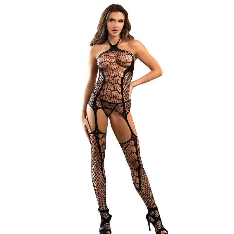 SUBBLIME - 952105 NETZ-BODYSTOCKING OHNE SCHRITT NECKHOLDER UND OFFENEM RÜCKEN SCHWARZ EINE GRÖSSE - Vanelion Paradise