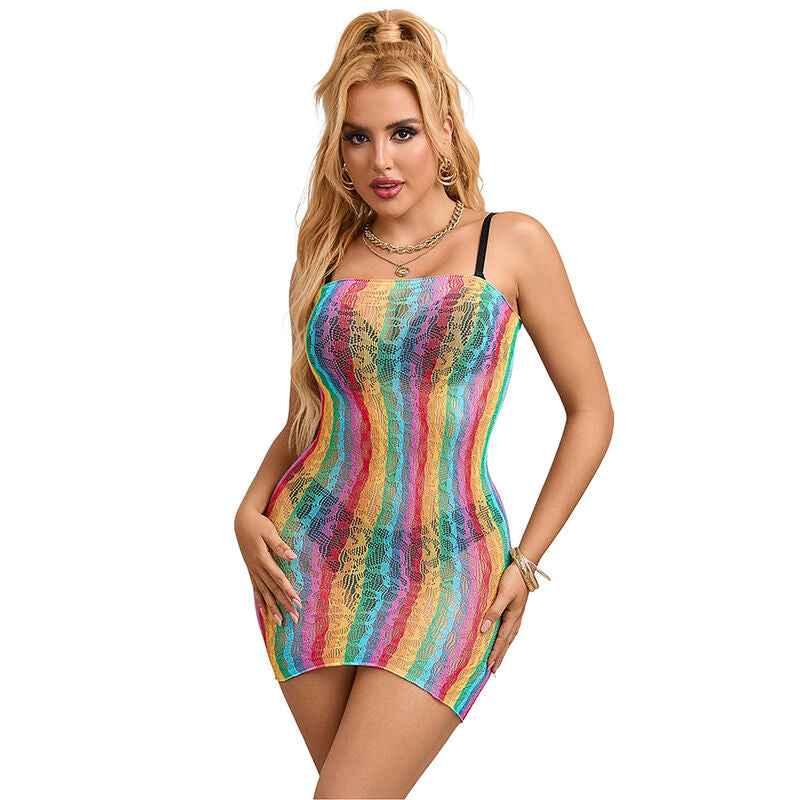 SUBBLIME - 952457 RAINBOW OFF SHOULDER RMELLOSER NETZ KLEID EINE GRÖSSE - Vanelion Paradise