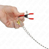 KINK - BELL 3-FACH NIPPEL- UND KLITORISKLEMMEN ROT MIT KETTE 30 CM - Vanelion Paradise