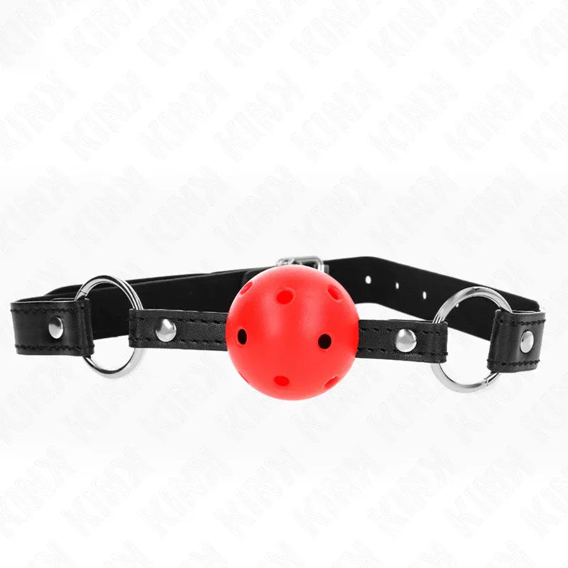 KINK - HOHL, HART, ROTER BALL, 4,5 CM, GAG, MODELL 1, 63,5 X 2 CM - Vanelion Paradise