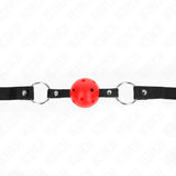 KINK - HOHL, HART, ROTER BALL, 4,5 CM, GAG, MODELL 1, 63,5 X 2 CM - Vanelion Paradise