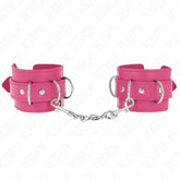 KINK - 3 D-RING HANDGELENKFESSELN VERSTELLBAR ROSA 17,5-25 CM X 6 CM - Vanelion Paradise
