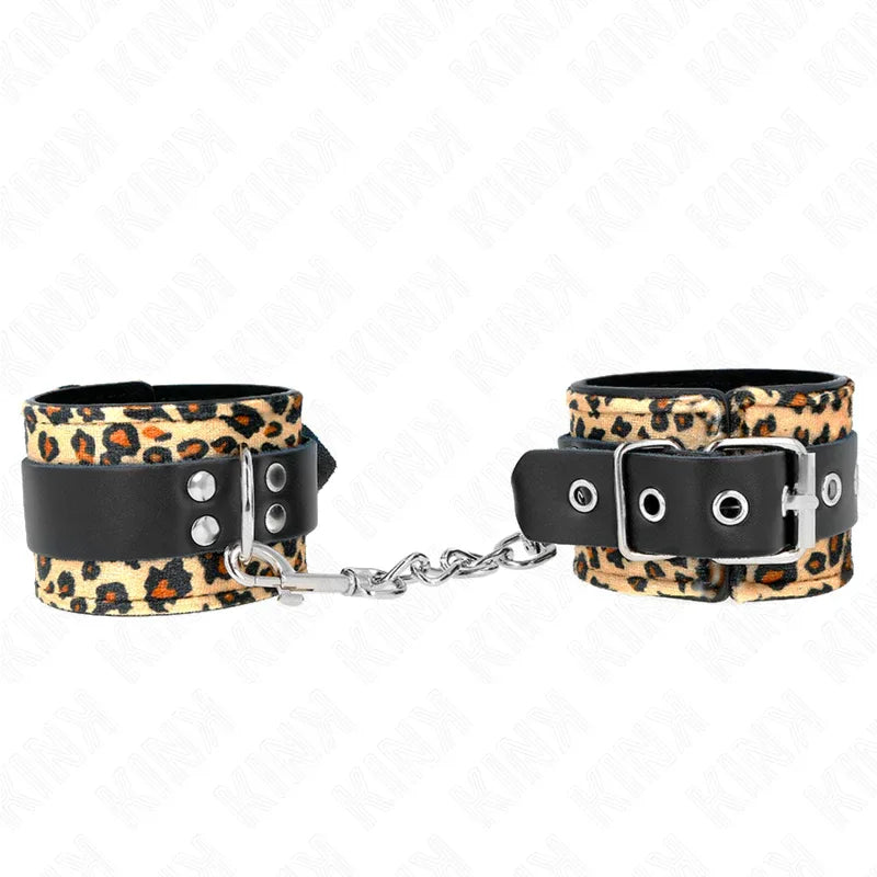 KINK - LEOPARD HANDGELENKFESSEL AUS ECHTLEDER, VERSTELLBAR 18-29 CM X 5,5 CM - Vanelion Paradise