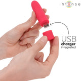 INTENSE - SYMONE USB WIEDERAUFLADBARER VIBRIERENDER BULLET 8 VIBRATIONEN ROT 10 X 2,2 CM - Vanelion Paradise