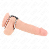 KINK - DOPPELTER PENISRING AUS METALL 3,8 CM BIS 5 CM MIT LEDER VERBUNDEN - Vanelion Paradise