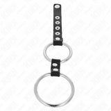 KINK - DOPPELTER PENISRING AUS METALL 3,8 CM BIS 5 CM MIT LEDER VERBUNDEN - Vanelion Paradise