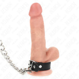 KINK - PENISRING AUS LEDER MIT RIEMEN 21,5 X 2 CM UND METALLKETTE 60 CM - Vanelion Paradise