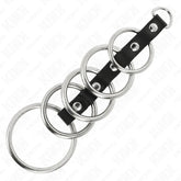 KINK - 5 METALL PENISRINGE 3,2 CM BIS 5 CM DURCH LEDER VERBUNDEN - Vanelion Paradise