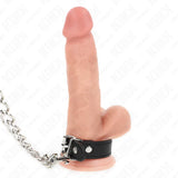 KINK - PENISRING AUS LEDER 21,5 X 2 CM MIT 60 CM METALLKETTE UND LEDERBAND - Vanelion Paradise