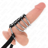 KINK - 5 PENISRINGE 3,8 CM BIS 5 CM METALL MIT LEDERGURT 112 CM - Vanelion Paradise