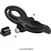 PRETTY LOVE - DOPPELTER VIBRATIONSRING + KLITORISSTIMULATOR 10 VIBRATIONEN SCHWARZ - Vanelion Paradise