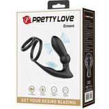 PRETTY LOVE - EMONI PENISRING + ANAL PLUG 12 VIBRATIONEN SCHWARZ - Vanelion Paradise