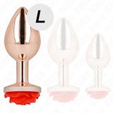 KINK - ROSA GOLDENER ANALSTECKER MIT ROTER ROSE L - Vanelion Paradise