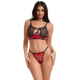 SUBBLIME - 955540 ROTES LACKLEDER-NETZ-ZIPPER-BH-SET L/XL - Vanelion Paradise