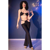 CHILIROSE - CR 4851 SCHWARZES TOP UND LEGGINGS-SET MIT GOLDENEN ACCESSOIRES S - Vanelion Paradise