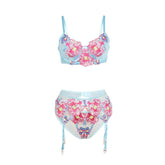 SUBBLIME - 957643 BH- UND STRUMPFGÜRTEL-SET MIT BLUMENSTICKEREI ROSA S/M - Vanelion Paradise