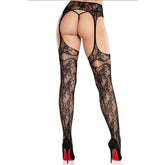 LEG AVENUE - SPITZENSTRÜMPFE MIT STRUMPFBÄNDERN SCHWARZ - Vanelion Paradise