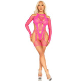 LEG AVENUE - NETZ-BODYSOCKING MIT STRUMPFGÜRTEL UND HARNESS NEON PINK - Vanelion Paradise