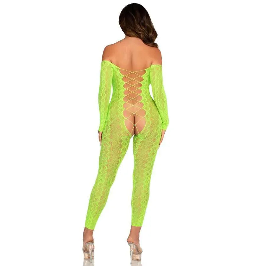 LEG AVENUE - BODYSTOCKING MIT OHNE SCHRITT EXOTIC SNAKE LACE NEONGRÜN - Vanelion Paradise