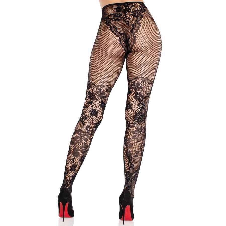 LEG AVENUE - DAHLIA SPITZENSTRÜMPFE MIT NETZDETAIL SCHWARZ - Vanelion Paradise