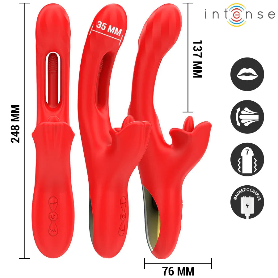 INTENSE - JESSICA MULTIFUNKTIONSVIBRATOR KLITORISSTIMULATION 24,8 CM ROT - Vanelion Paradise