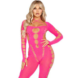 LEG AVENUE - ROSA BODYSTOCKING MIT OFFENEM RÜCKEN, EINHEITSGRÖSSE - Vanelion Paradise