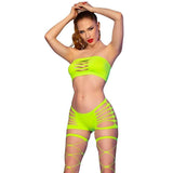 CHILIROSE - CR 4866 NEONGRÜNES TOP- UND SHORTS-SET S/M - Vanelion Paradise