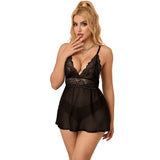 Verführerisches Babydoll aus Spitze mit Tanga – Schwarz S/M - Vanelion Paradise