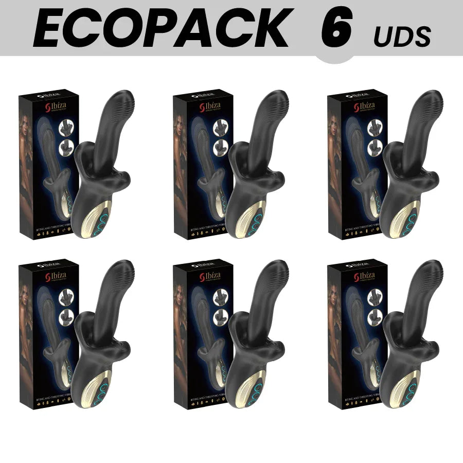 ECOPACKS 6 EINHEITEN - IBIZA LEISTUNGSSTARKER VIBRATOR MIT STOSS- UND BEISSEFFEKT - Vanelion Paradise