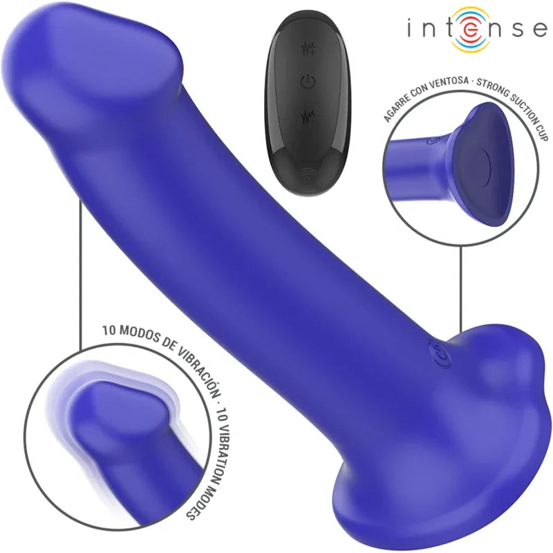 INTENSE - VICTORIA VIBRATOR MIT SAUGNAPF 10 VIBRATIONEN DUNKELBLAU FERNBEDIENUNG - Vanelion Paradise