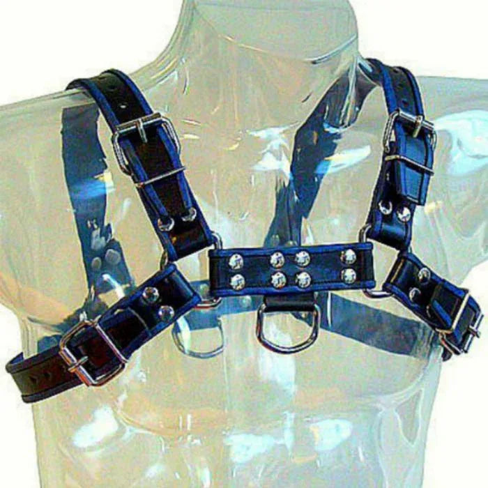LEATHER BODY - BRUST BULLDOG HARNESS SCHWARZ / BLAU LEDER - Vanelion Paradise
