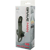 BAILE - BRAVE MAN PENISHÜLLE MIT KLITORIS UND ANALSTIMULATION DOPPELTE KUGEL SCHWARZ 16.5 CM - Vanelion Paradise