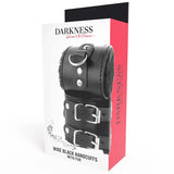 DARKNESS - SCHWARZE, VERSTELLBARE LEDERHANDSCHELLEN MIT FUTTER - Vanelion Paradise