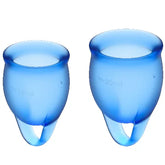 SATISFYER - FEEL CONFIDENT MENSTRUAL CUP DUNKELBLAU 15 + 20 ML - Vanelion Paradise
