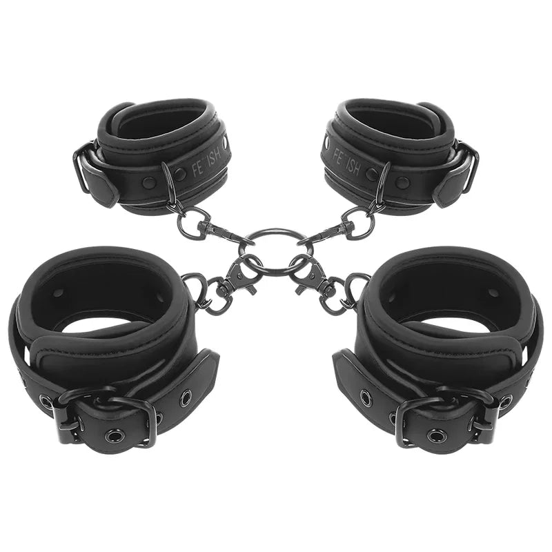 FETISH SUBMISSIVE - HAND- UND KNÖCHEL-HANDSCHELLEN-SET MIT NEOPREN-FUTTER - Vanelion Paradise